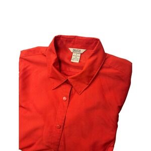 Duluth Trading Women L Long Sleeve Rip Stop Coolplus Shirt Orange Fishing Vented